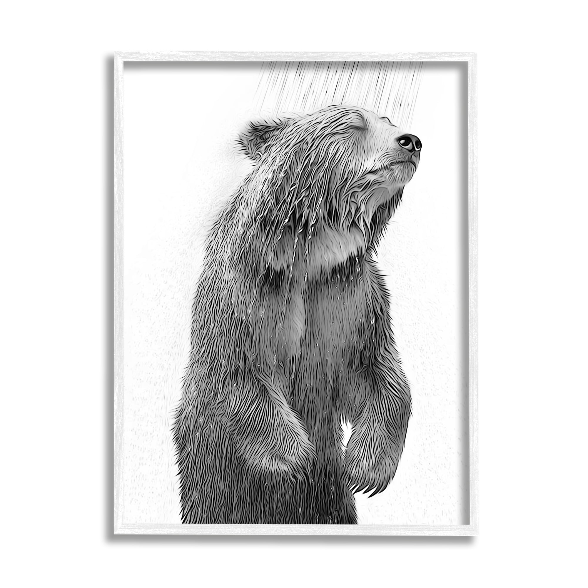 Stupell Industries Bear Bathroom Splash Animals & Insects Painting White Framed Art Print Wall Art, 16 x 20