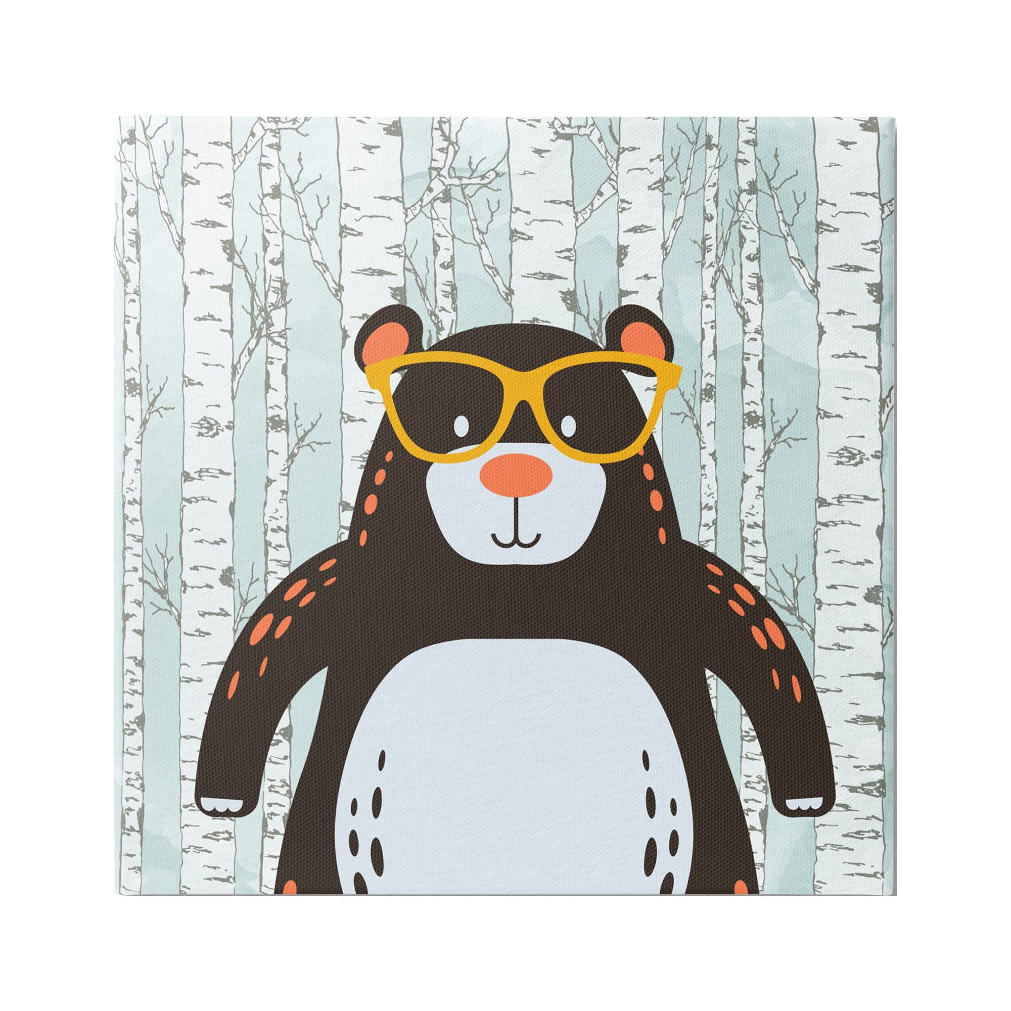 Stupell Industries Bear & Birch Trees Animals & Insects Painting Gallery Wrapped Canvas Art Print Wall Art, 36 x 36