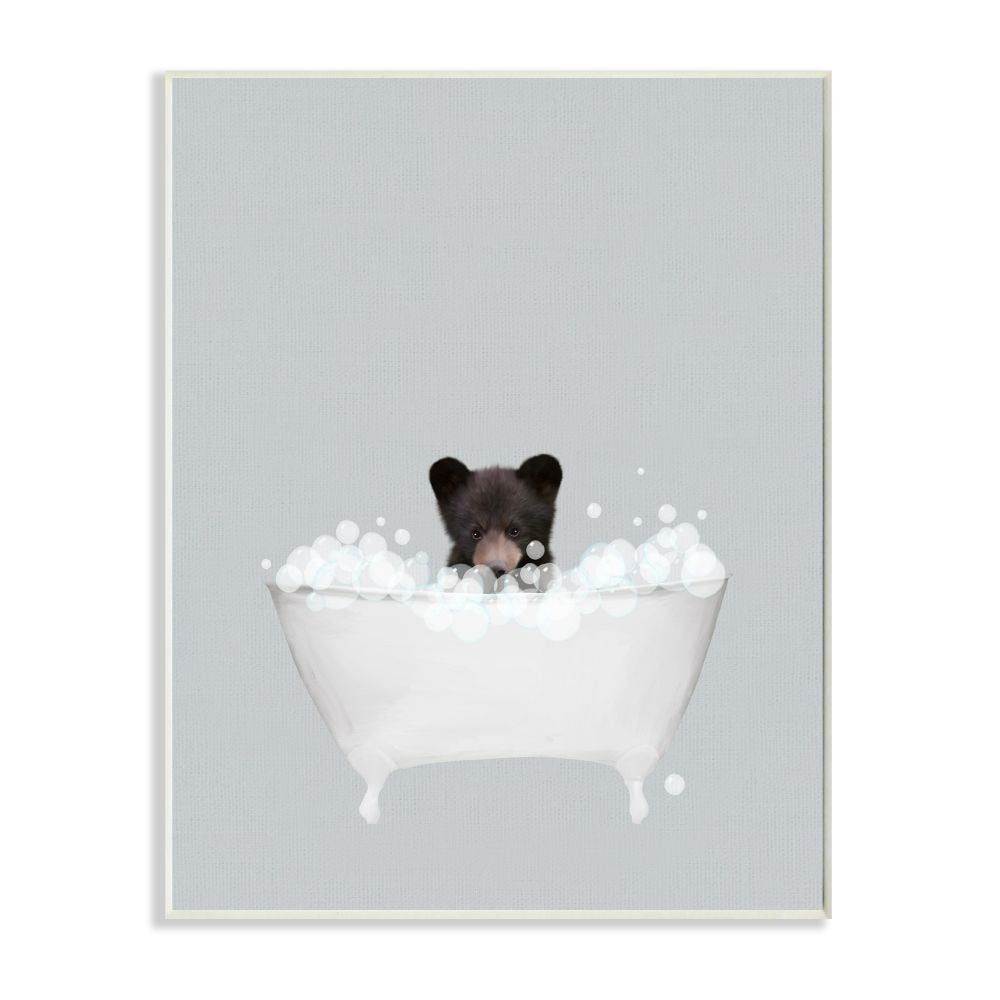 Stupell Industries Bear Blue Bath Cute Animal Design Graphic Art Unframed Art Print Wall Art, 10x15, by Leah Straatsma