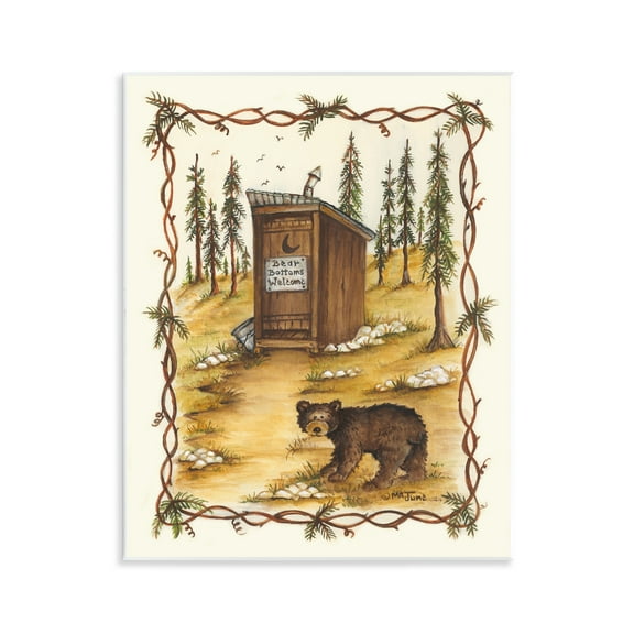 Stupell Industries Bear Bottoms Welcome Animals & Insects Painting Unframed Art Print Wall Art, 11 x 14