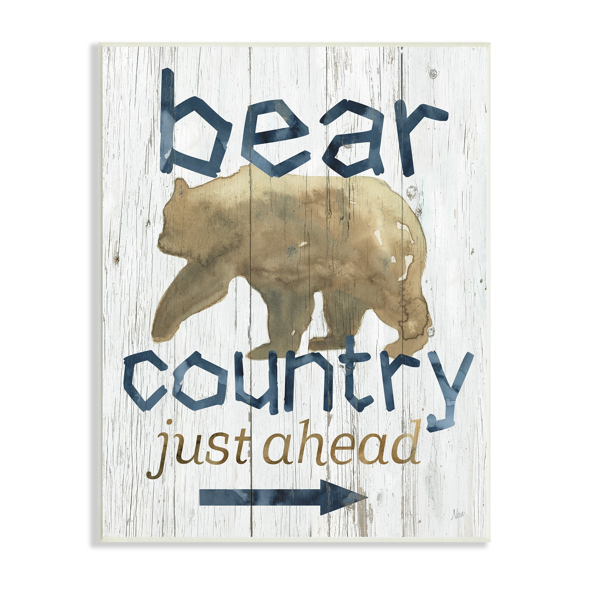 Stupell Industries Bear Country Silhouette Text Rustic Cabin Sign, 10 x 15, Design by Nan