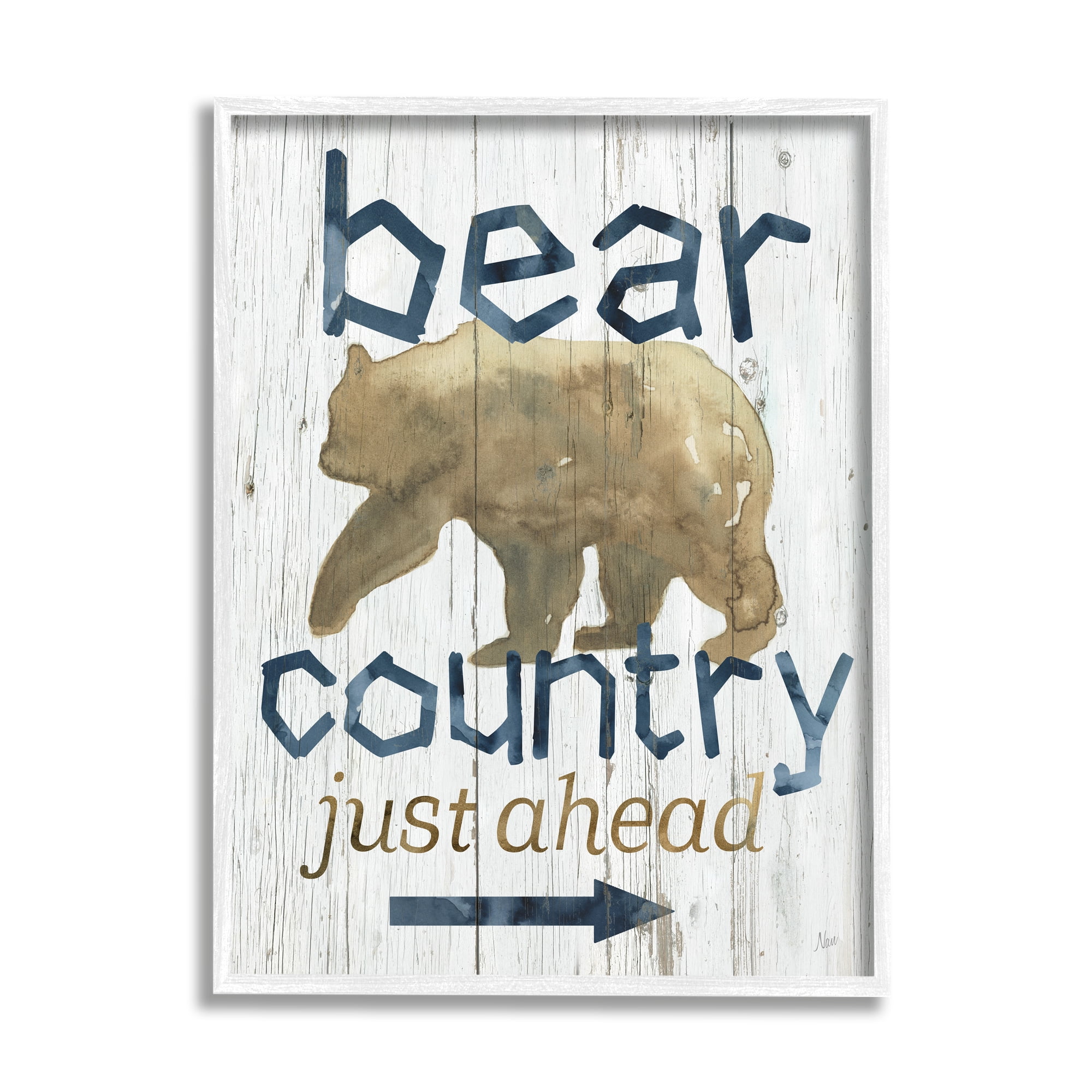 Stupell Industries Bear Country Silhouette Text Rustic Cabin Sign, 11 x 14, Design by Nan