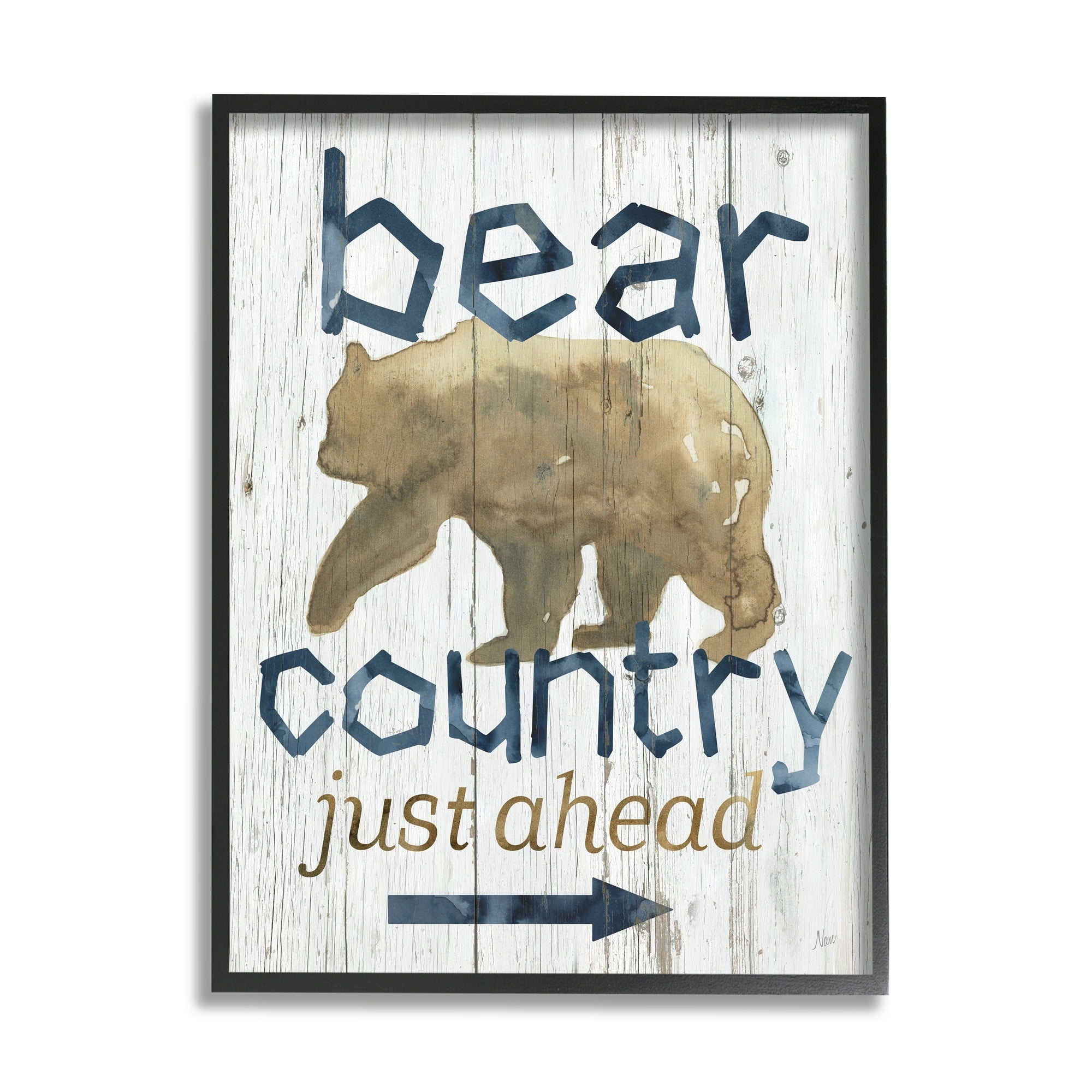 Stupell Industries Bear Country Silhouette Text Rustic Cabin Sign, 11 x 14, Design by Nan
