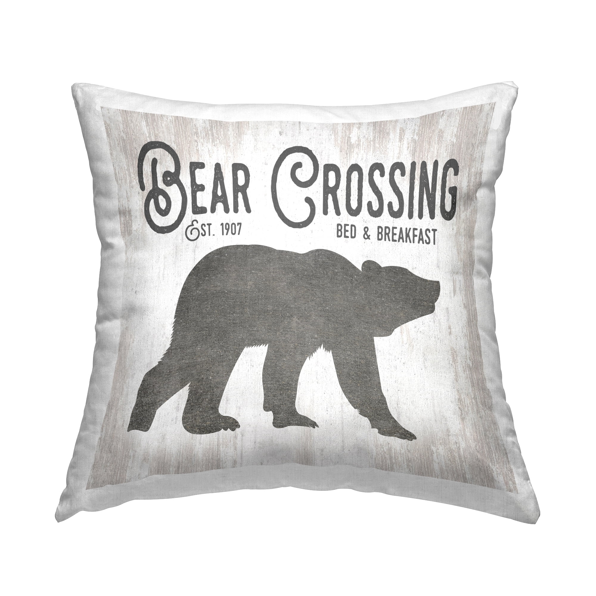Stupell Industries Bear Crossing Bed & Breakfast Square Decorative Printed Throw Pillow, 18 x 18,