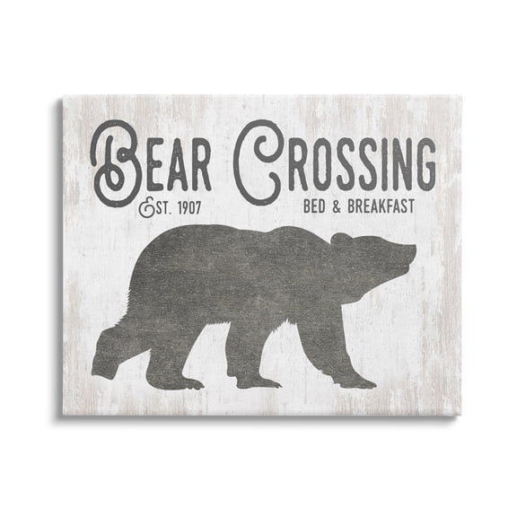 Stupell Industries Bear Crossing Silhouette Wildlife Rustic Cabin Signage Graphic Art Gallery Wrapped Canvas Print Wall Art, Design by Lettered and Lined