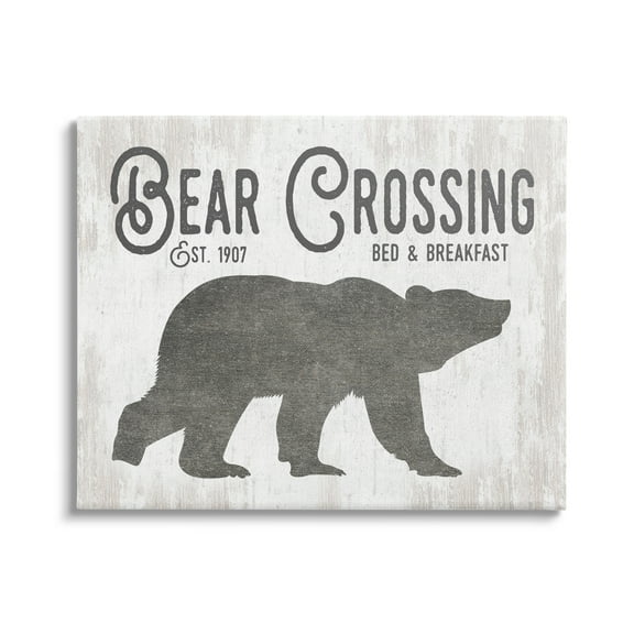 Stupell Industries Bear Crossing Silhouette Wildlife Rustic Cabin Signage Graphic Art Gallery Wrapped Canvas Print Wall Art, Design by Lettered and Lined