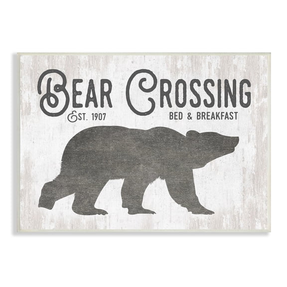 Stupell Industries Bear Crossing Silhouette Wildlife Rustic Cabin Signage Graphic Art Unframed Art Print Wall Art, Design by Lettered and Lined