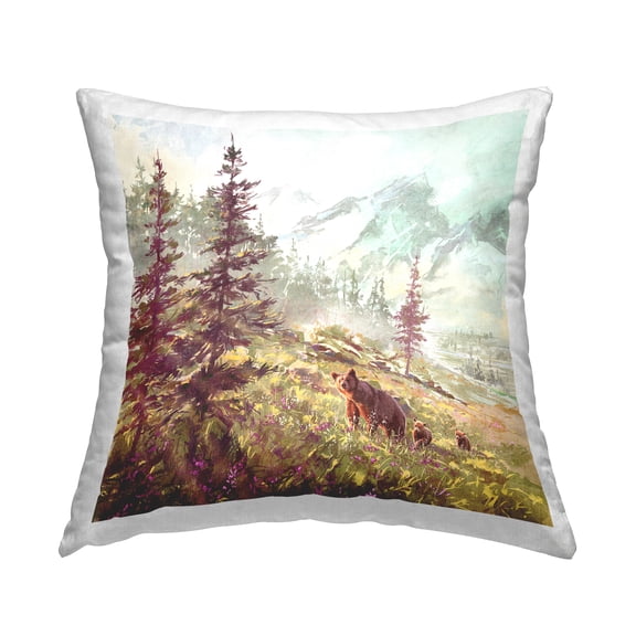 Stupell Industries Bear Family Mountain Landscape Printed Throw Pillow Design by Pip Wilson