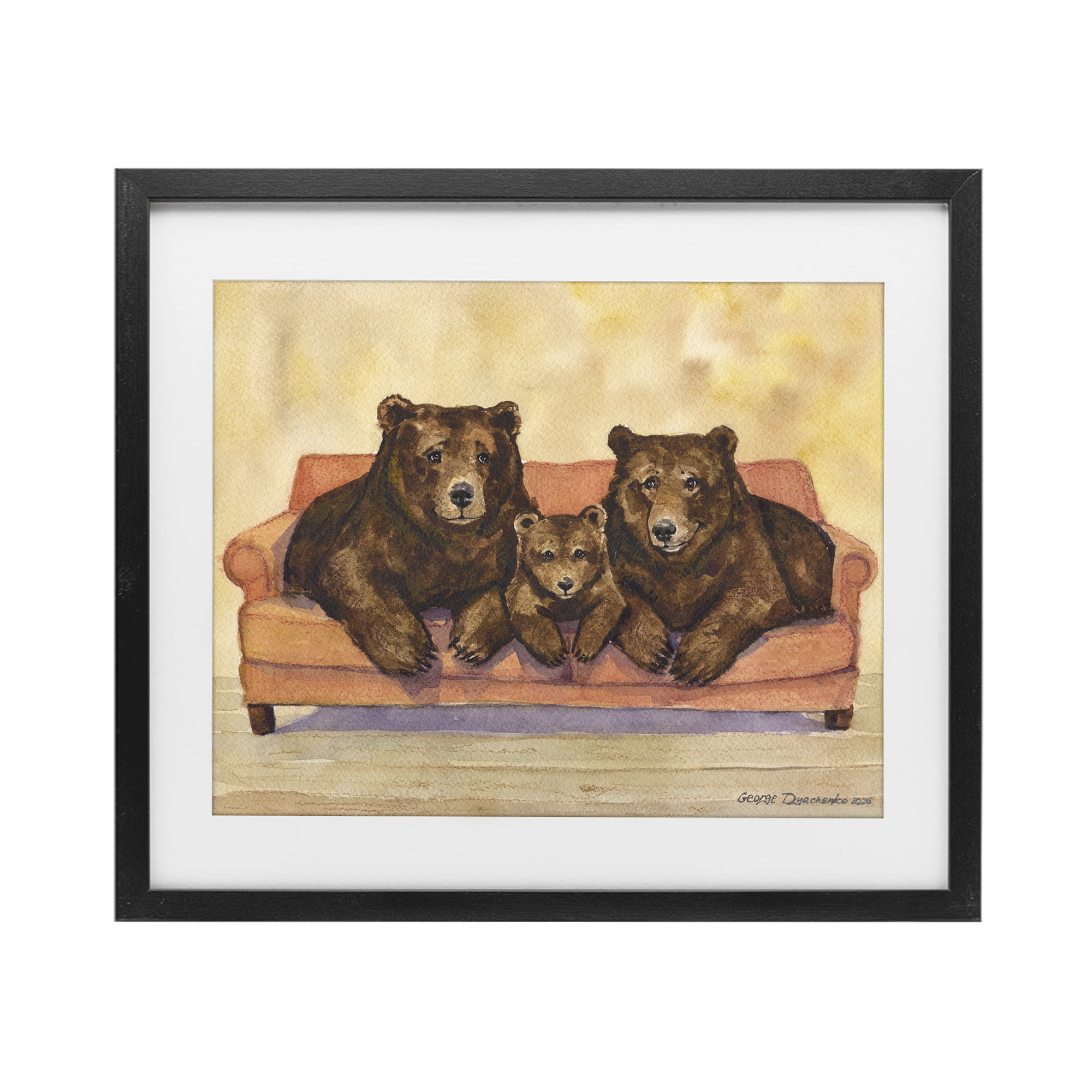 Stupell Industries Bear Family Trio Black Framed Print Under Glass, design by George Dyachenko