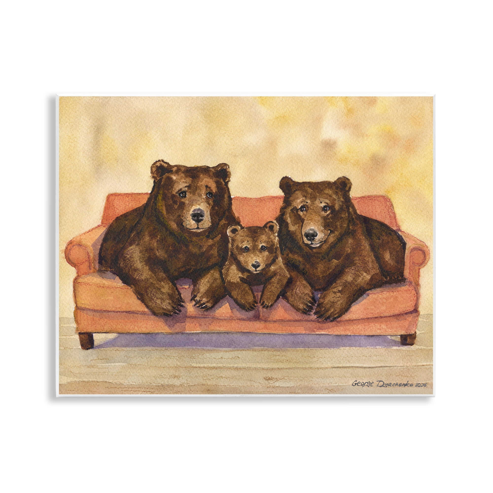 Stupell Industries Bear Family Trio Wall Plaque Art, design by George Dyachenko