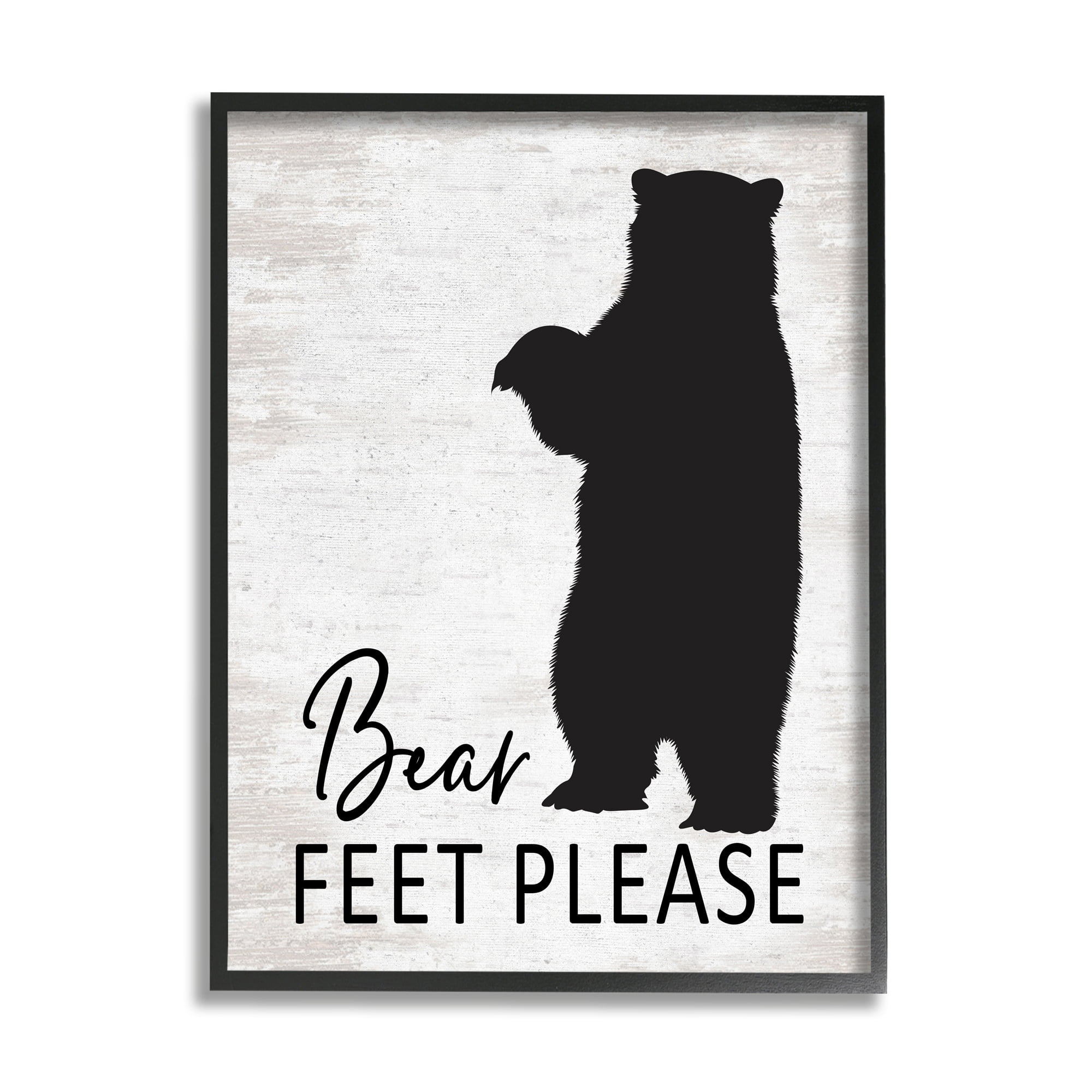 Stupell Industries Bear Feet Remove Shoes Cabin Entrance Sign Graphic Art Black Framed Art Print Wall Art, Design by Lettered and Lined