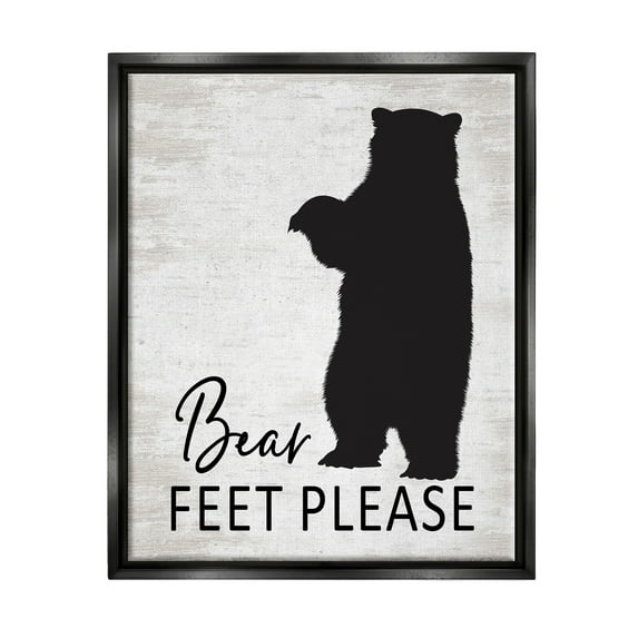 Stupell Industries Bear Feet Remove Shoes Cabin Entrance Sign Graphic Art Jet Black Floating Framed Canvas Print Wall Art, Design by Lettered and Lined