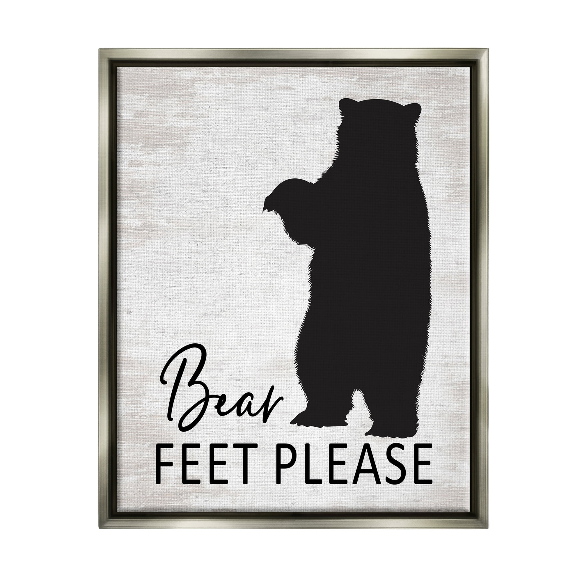 Stupell Industries Bear Feet Remove Shoes Cabin Entrance Sign Graphic Art Luster Gray Floating Framed Canvas Print Wall Art, Design by Lettered and Lined