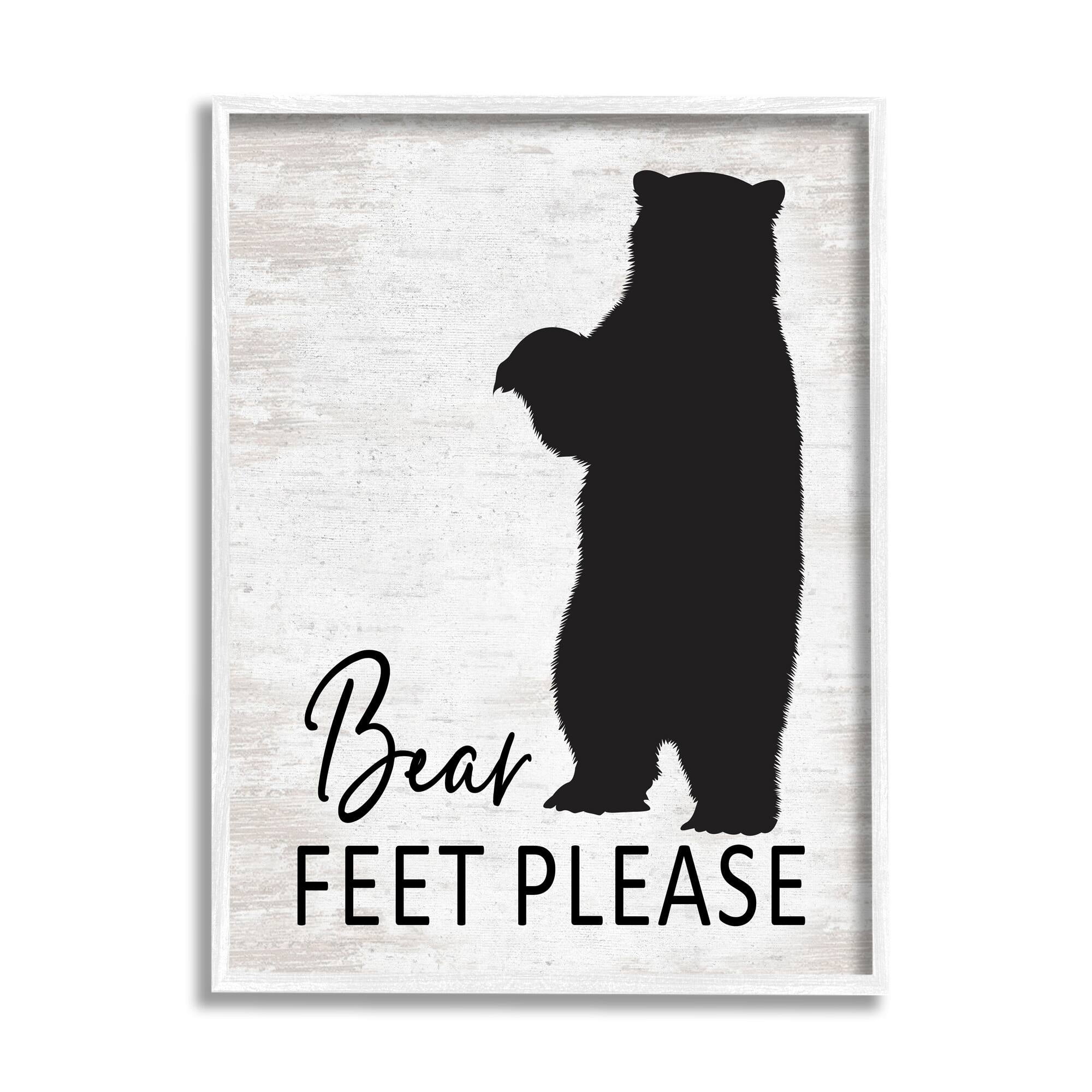 Stupell Industries Bear Feet Remove Shoes Cabin Entrance Sign Graphic Art White Framed Art Print Wall Art, Design by Lettered and Lined