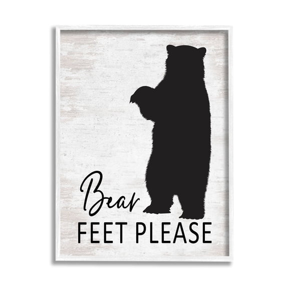 Stupell Industries Bear Feet Remove Shoes Cabin Entrance Sign Graphic Art White Framed Art Print Wall Art, Design by Lettered and Lined