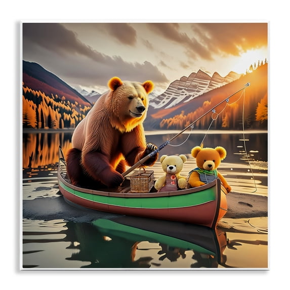 Stupell Industries Bear & Friends on Boat Animals Painting Unframed Art Print Wall Art, 12 x 12