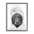thumbnail image 1 of Stupell Industries Bear Hair Towel Funny Animal Animals & Insects Painting Black Framed Art Print Wall Art, 1 of 5
