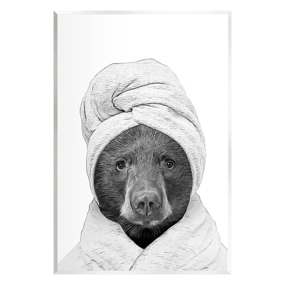 Stupell Industries Bear Hair Towel Funny Animal Animals & Insects Painting Unframed Art Print Wall Art