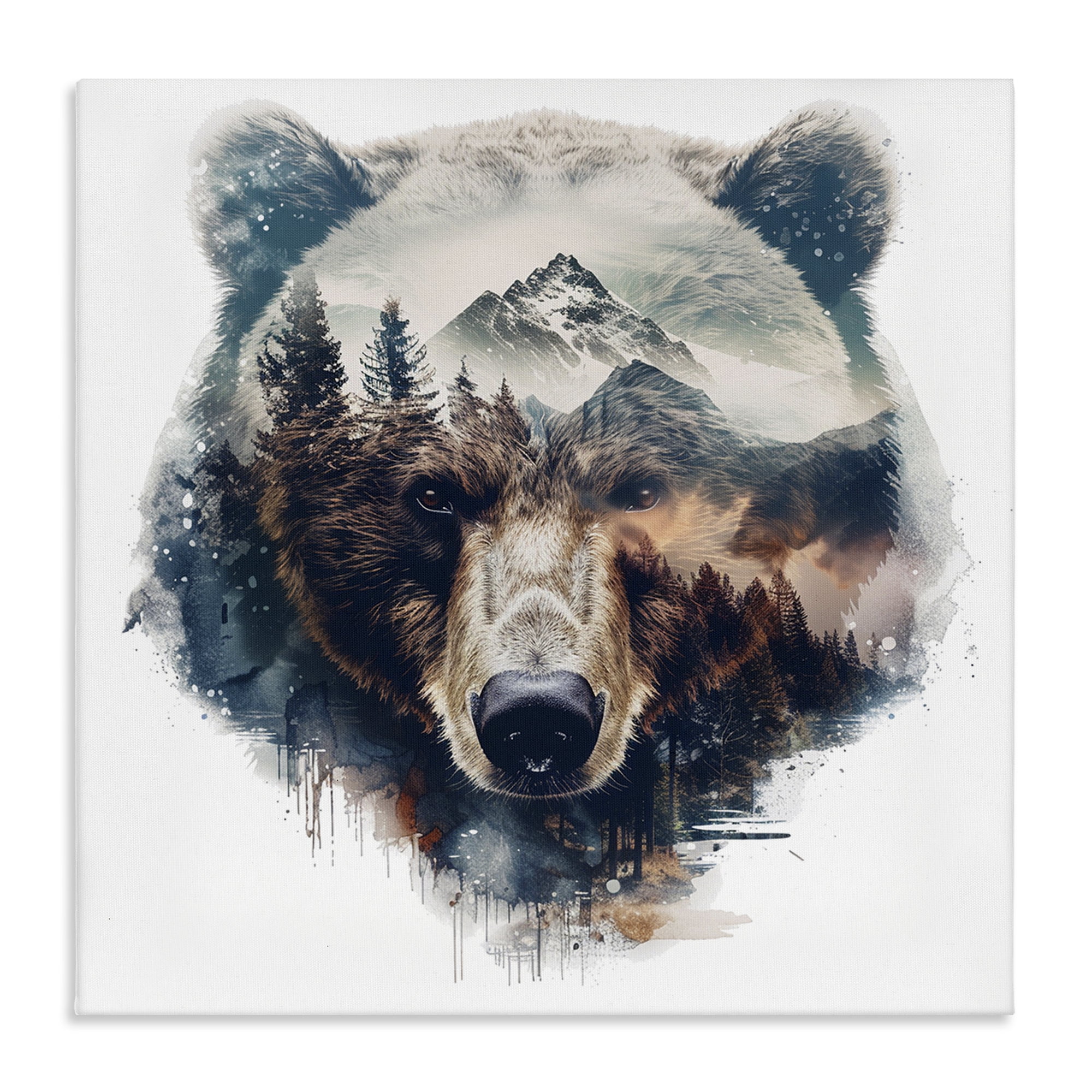 Stupell Industries Bear Head Silhouette Animals Painting Wrapped Canvas Art Print Wall Art, 36 x 36