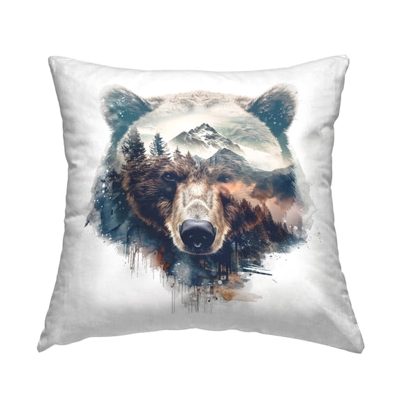 Stupell Industries Bear Head Silhouette Decorative Printed Throw Pillow Design by LSR Design Studio.