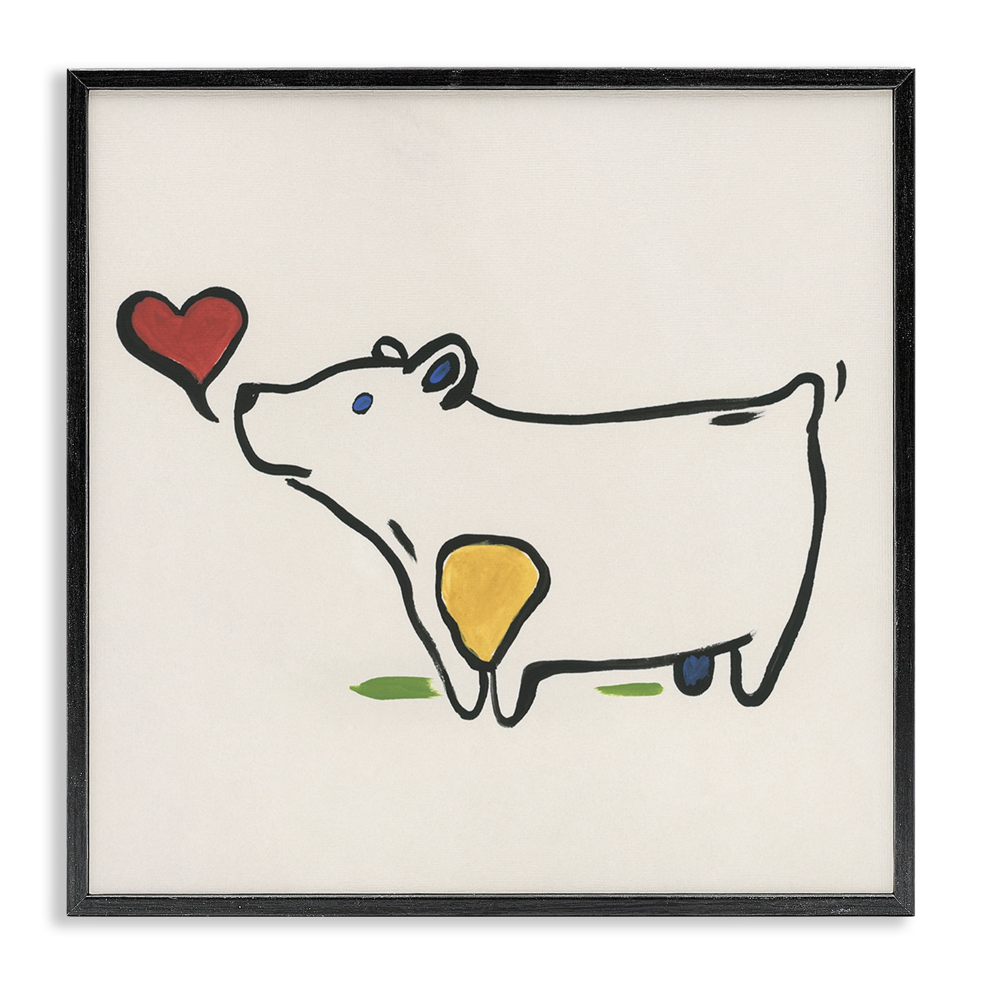 Stupell Industries Bear & Heart Doodle Animals Painting Black Framed Art Print Wall Art, 17 x 17