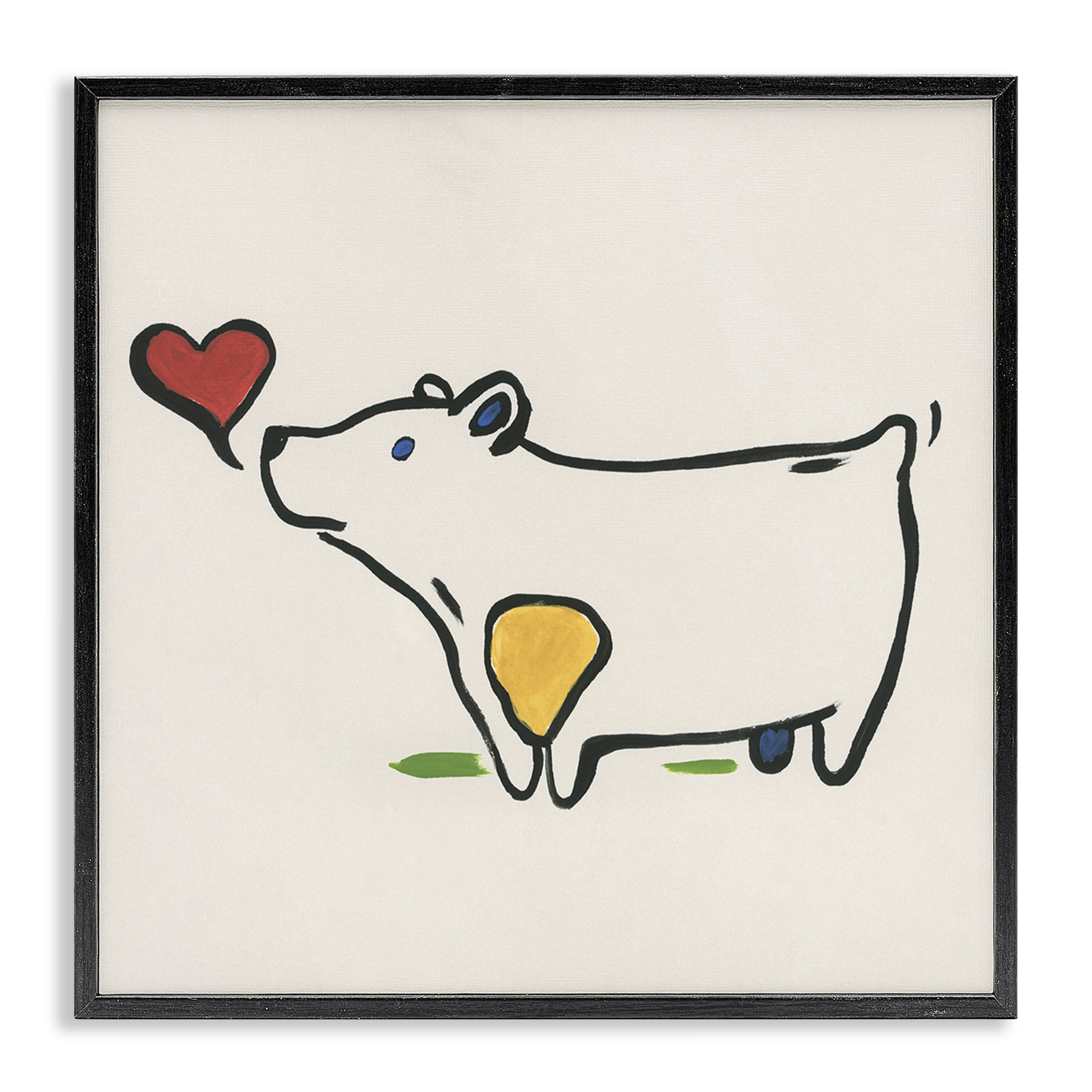 Stupell Industries Bear & Heart Doodle Animals Painting Black Framed Art Print Wall Art, 24 x 24