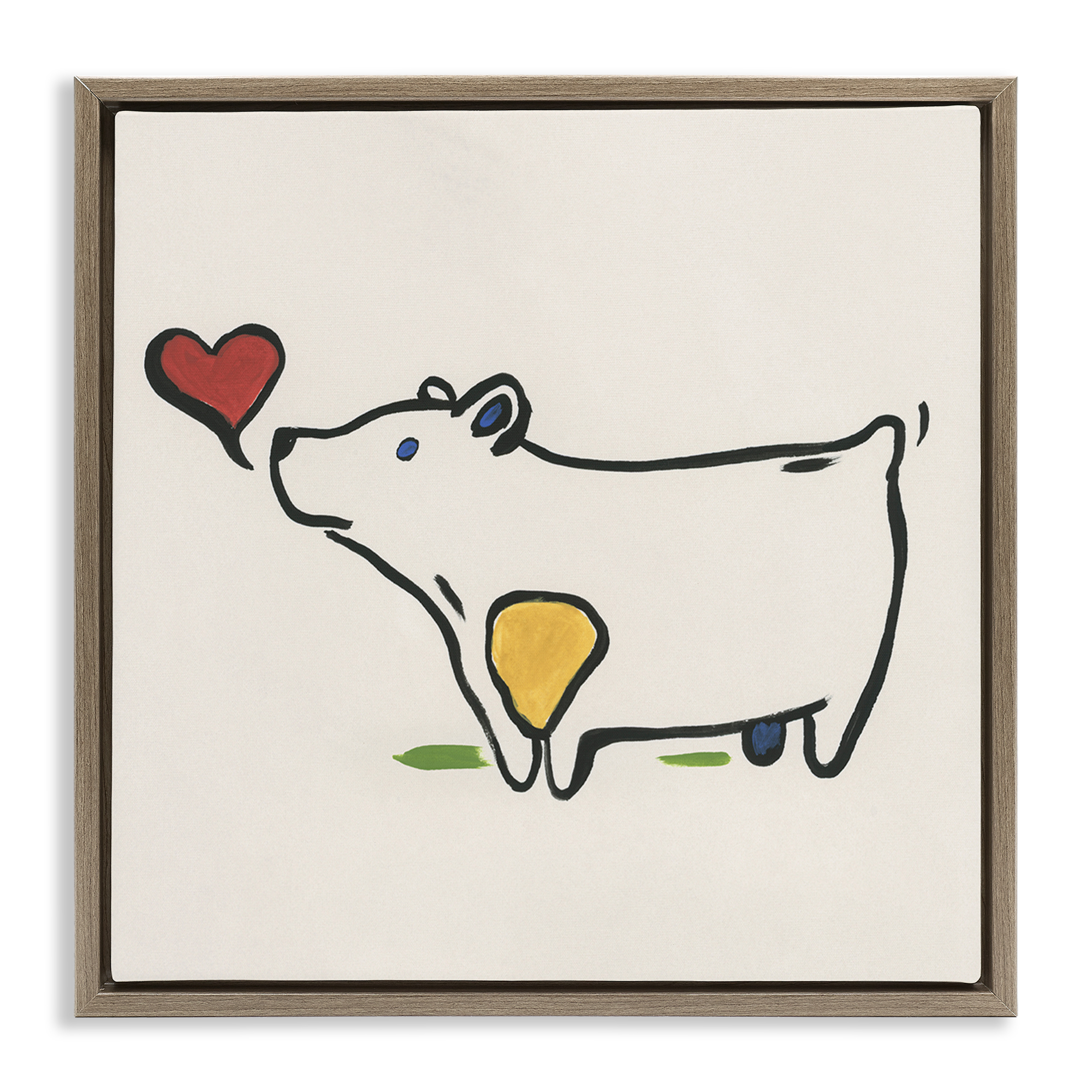 Stupell Industries Bear & Heart Doodle Animals Painting Brown Floater Framed Canvas Art Print Wall Art, 25 x 25