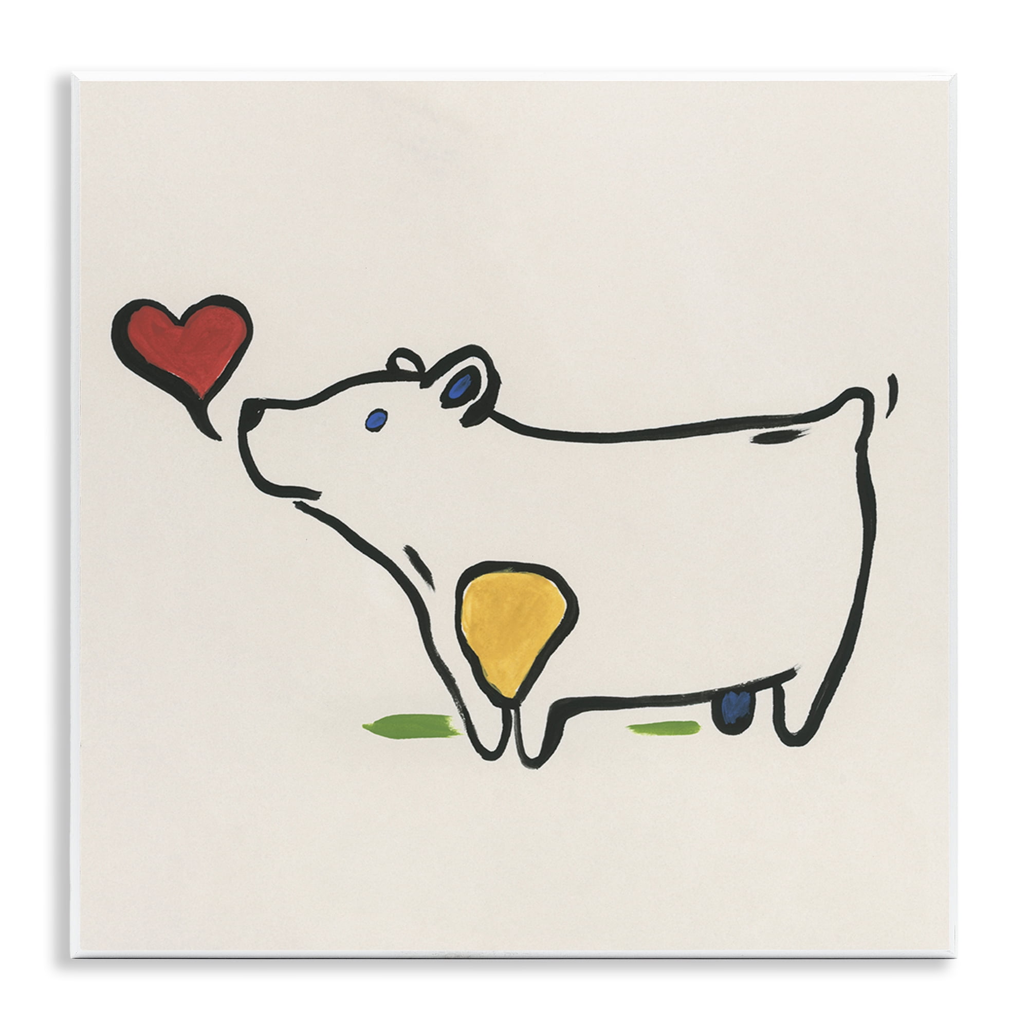 Stupell Industries Bear & Heart Doodle Animals Painting Unframed Art Print Wall Art, 12 x 12