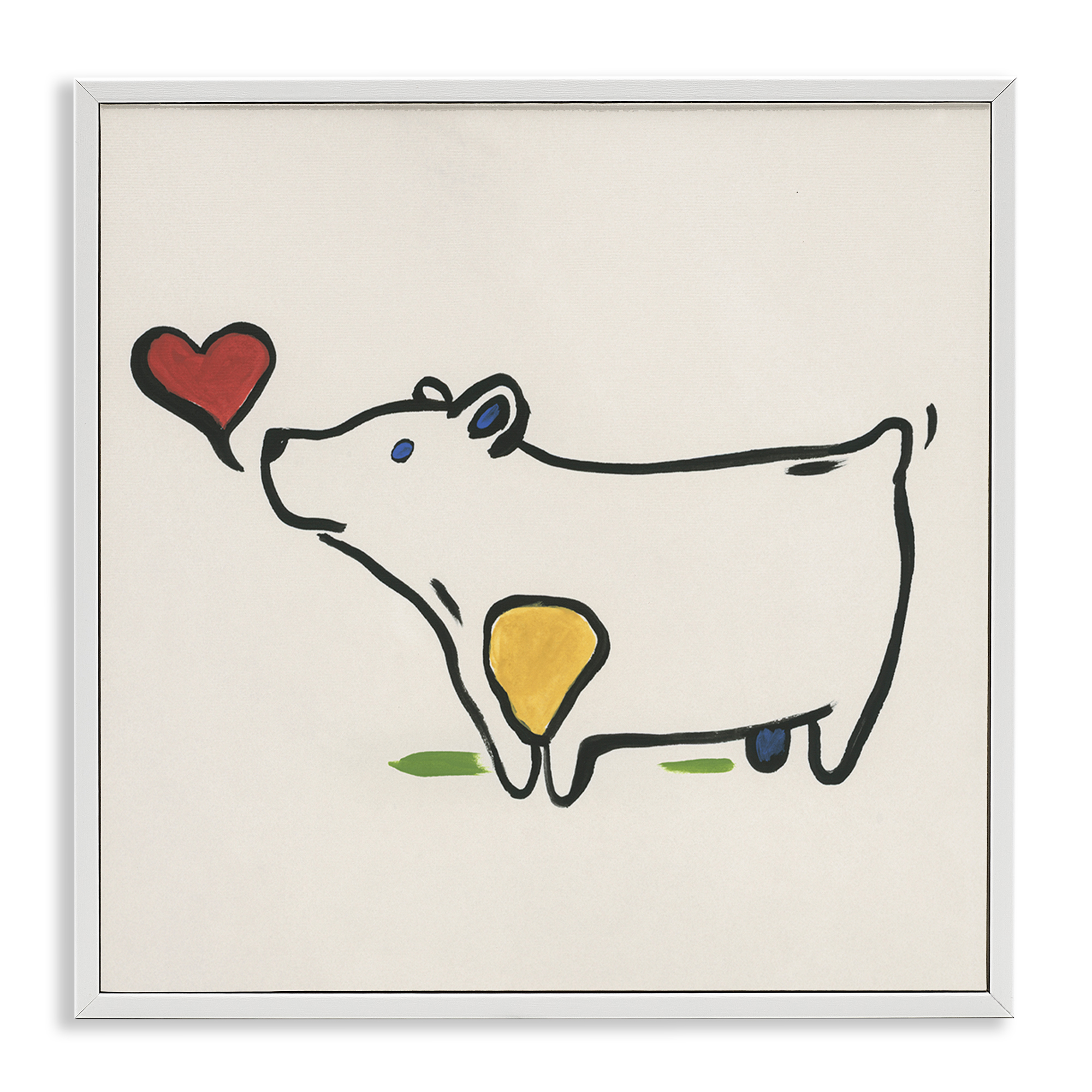 Stupell Industries Bear & Heart Doodle Animals Painting White Framed Art Print Wall Art, 17 x 17