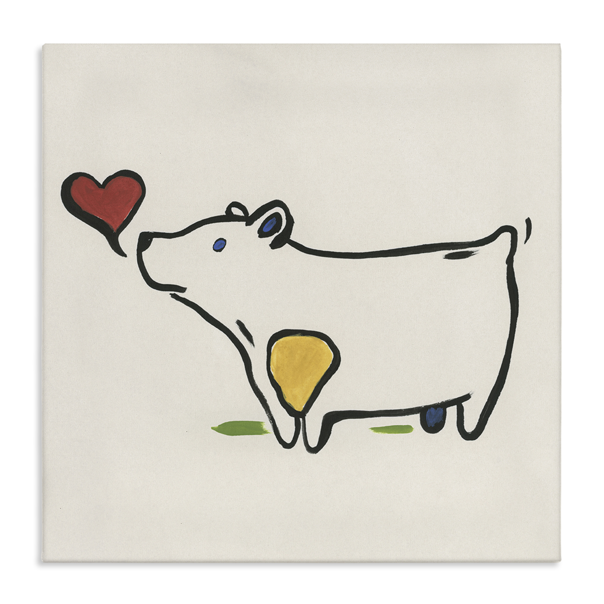Stupell Industries Bear & Heart Doodle Animals Painting Wrapped Canvas Art Print Wall Art, 17 x 17