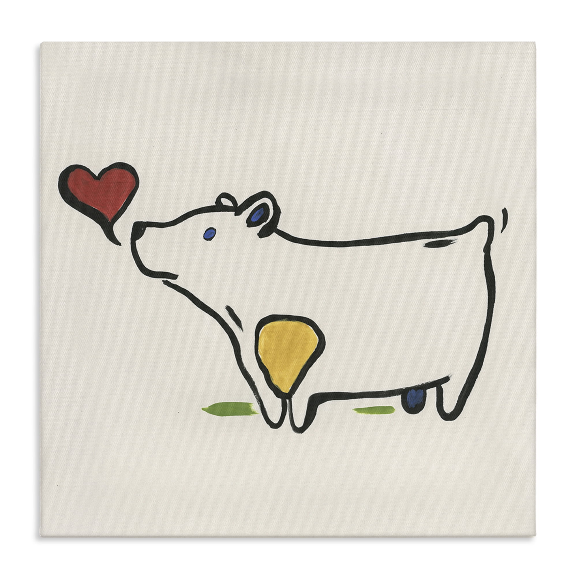Stupell Industries Bear & Heart Doodle Animals Painting Wrapped Canvas Art Print Wall Art, 30 x 30