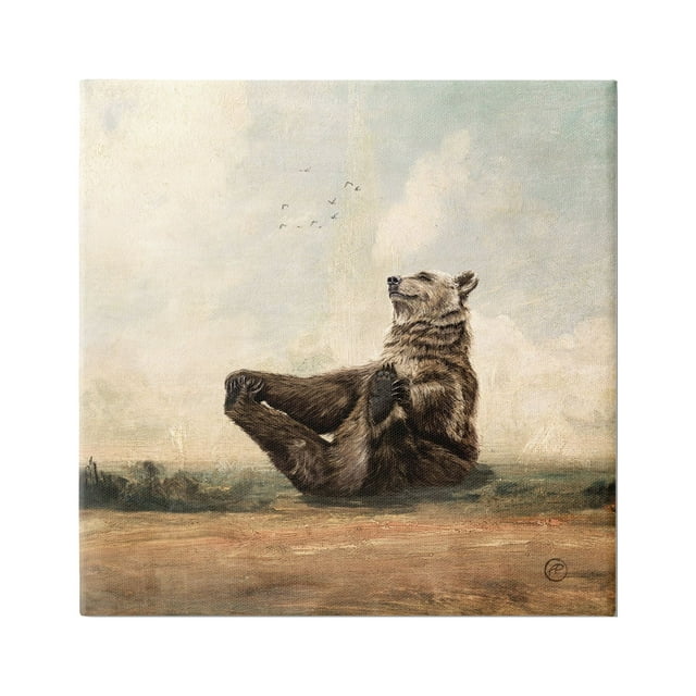 Stupell Industries Bear Holding Paws Staring Sunset Fun Animal Portrait,30 x 30, Design by Paula Belle Flores