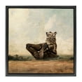 thumbnail image 1 of Stupell Industries Bear Holding Paws Watching Sunset Animals & Insects Painting Black Floater Framed Canvas Art Print Wall Art, 18 x 18, 1 of 9
