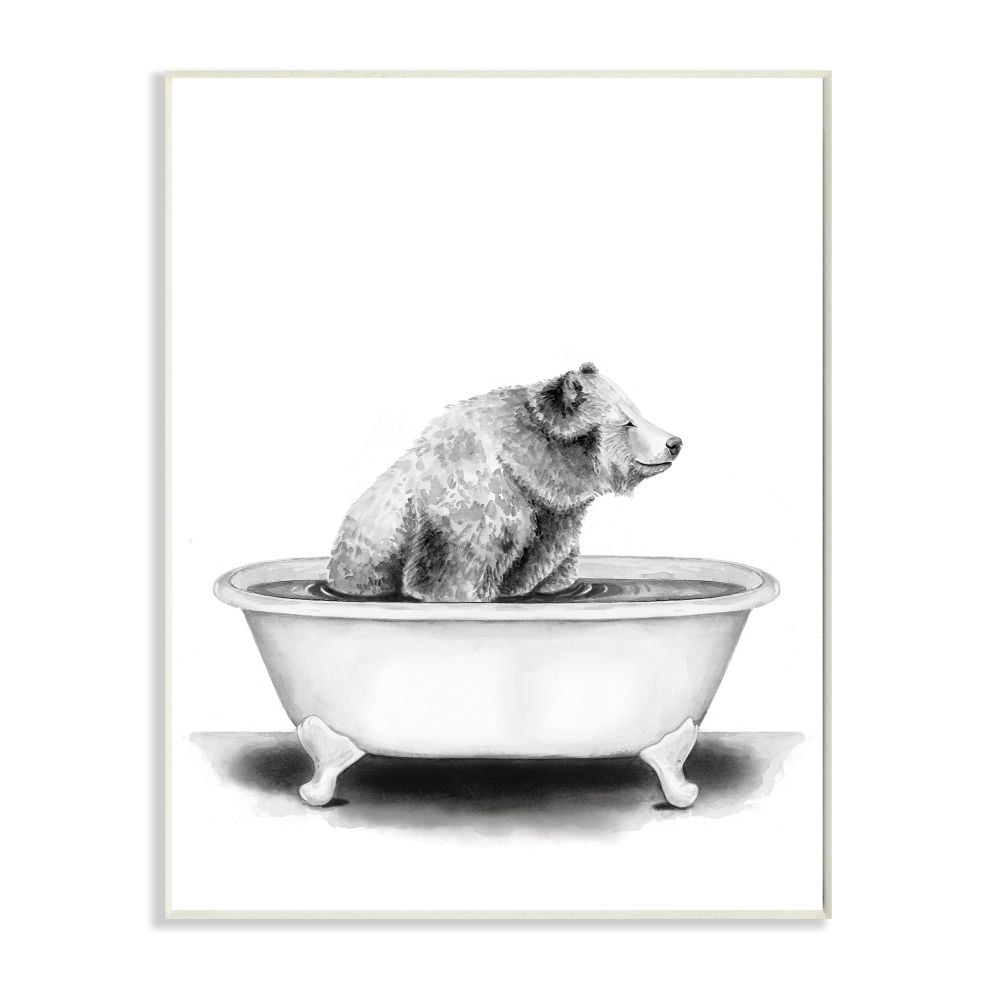 Stupell Industries Bear In A Tub Funny Animal Bathroom Drawing Unframed Art Print Wall Art, 13x19, by Rachel Neiman