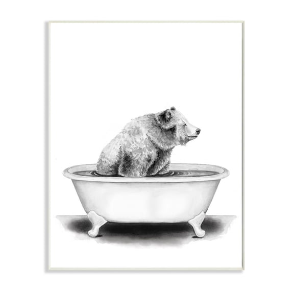 Stupell Industries Bear In A Tub Funny Animal Bathroom Drawing Wall Plaque by Rachel Neiman