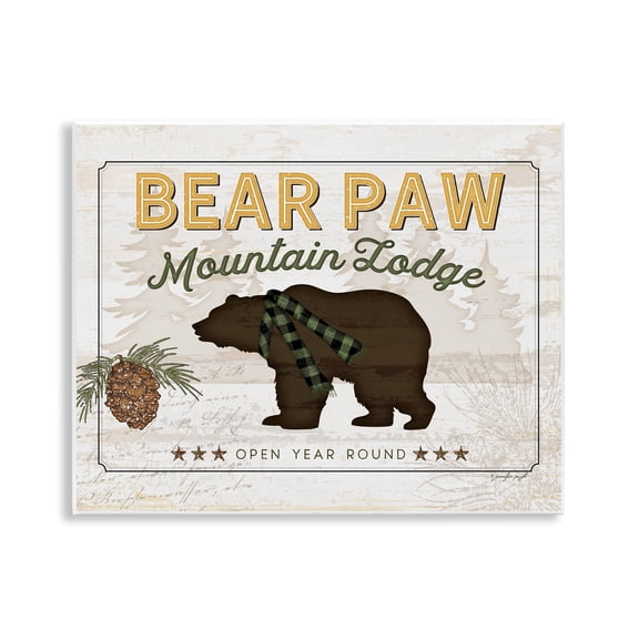 Stupell Industries Bear Paw Mountain Lodge Animals Painting Unframed Art Print Wall Art, 14 x 11