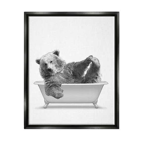Stupell Industries Bear Playing In Bath Wildlife Animals & Insects Painting Black Floater Framed Art Print Wall Art