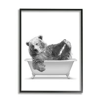 Stupell Industries Bear Playing In Bath Wildlife Animals & Insects Painting Black Framed Art Print Wall Art