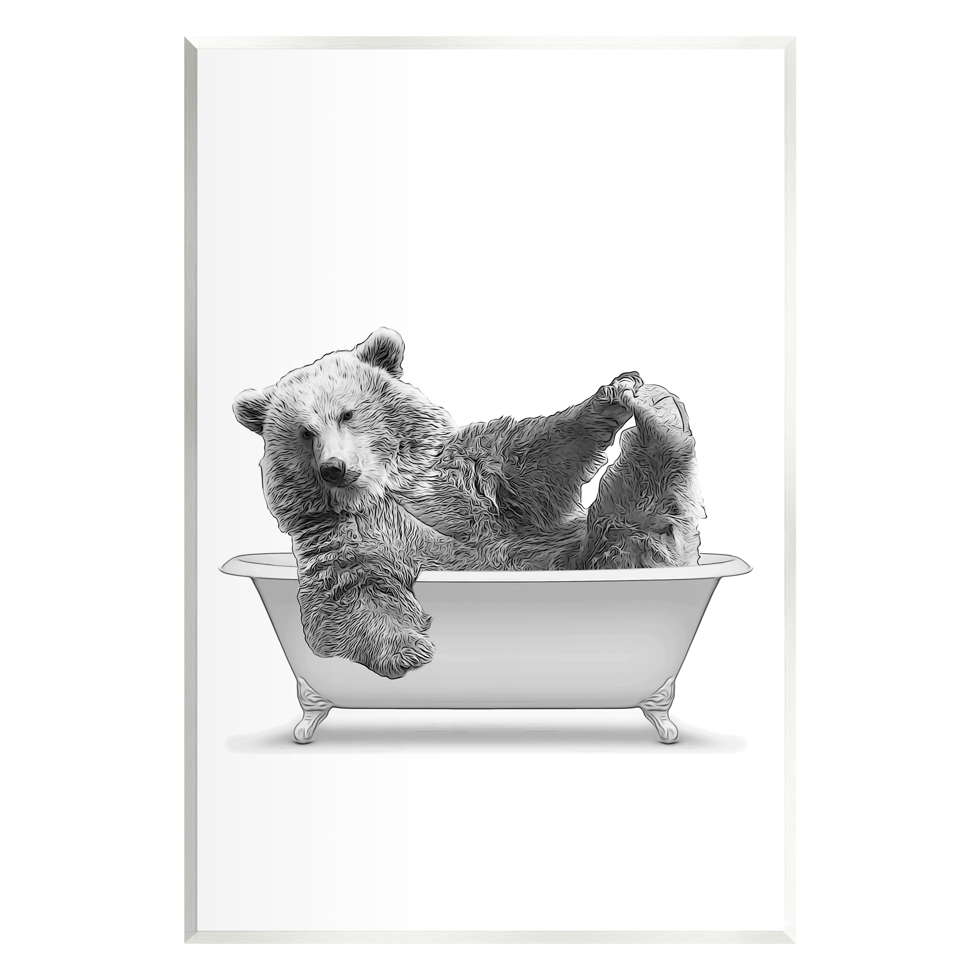 Stupell Industries Bear Playing In Bath Wildlife Animals & Insects Painting Unframed Art Print Wall Art