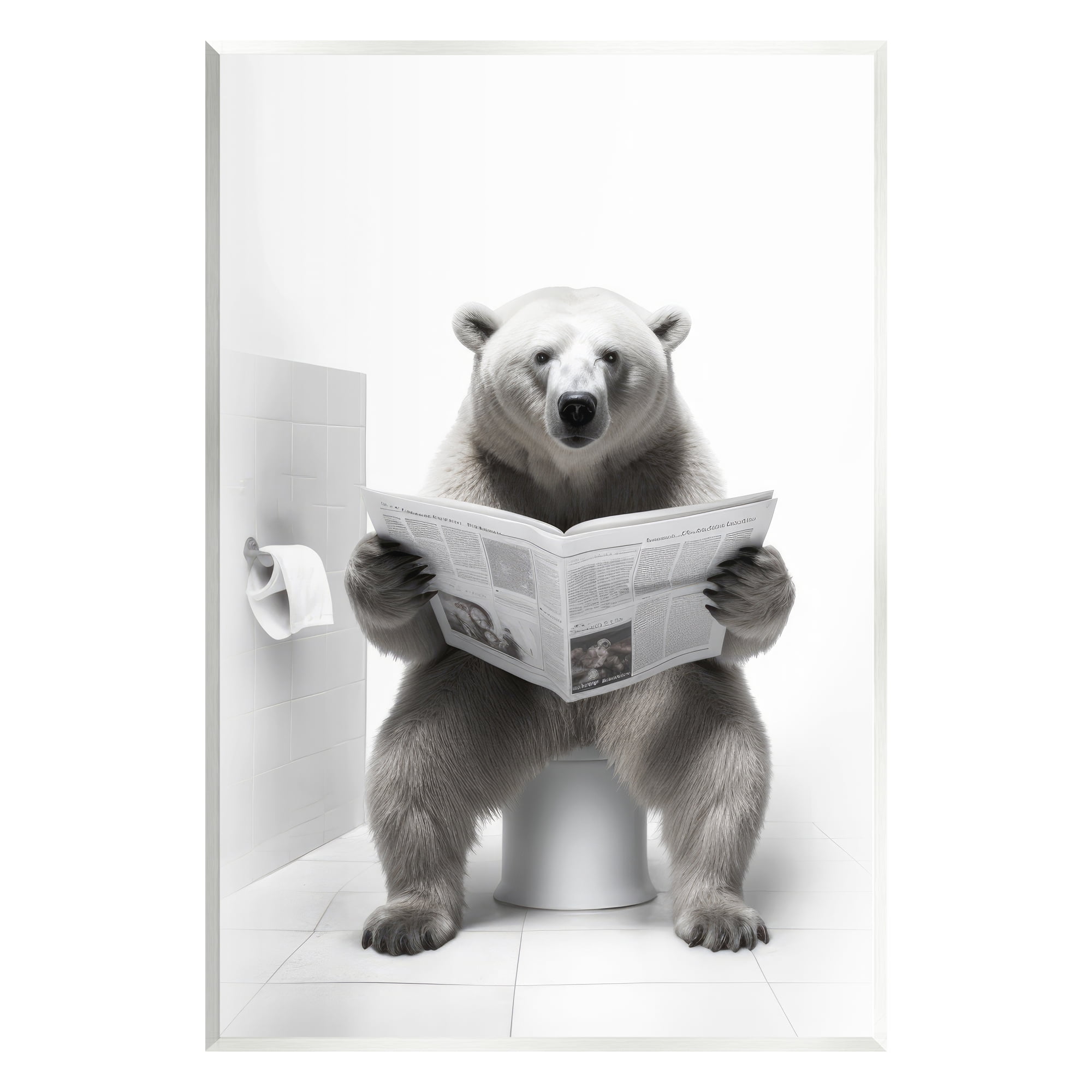 Stupell Industries Bear Reading Newspaper Animals & Insects Painting Unframed Art Print Wall Art, 10 x 15