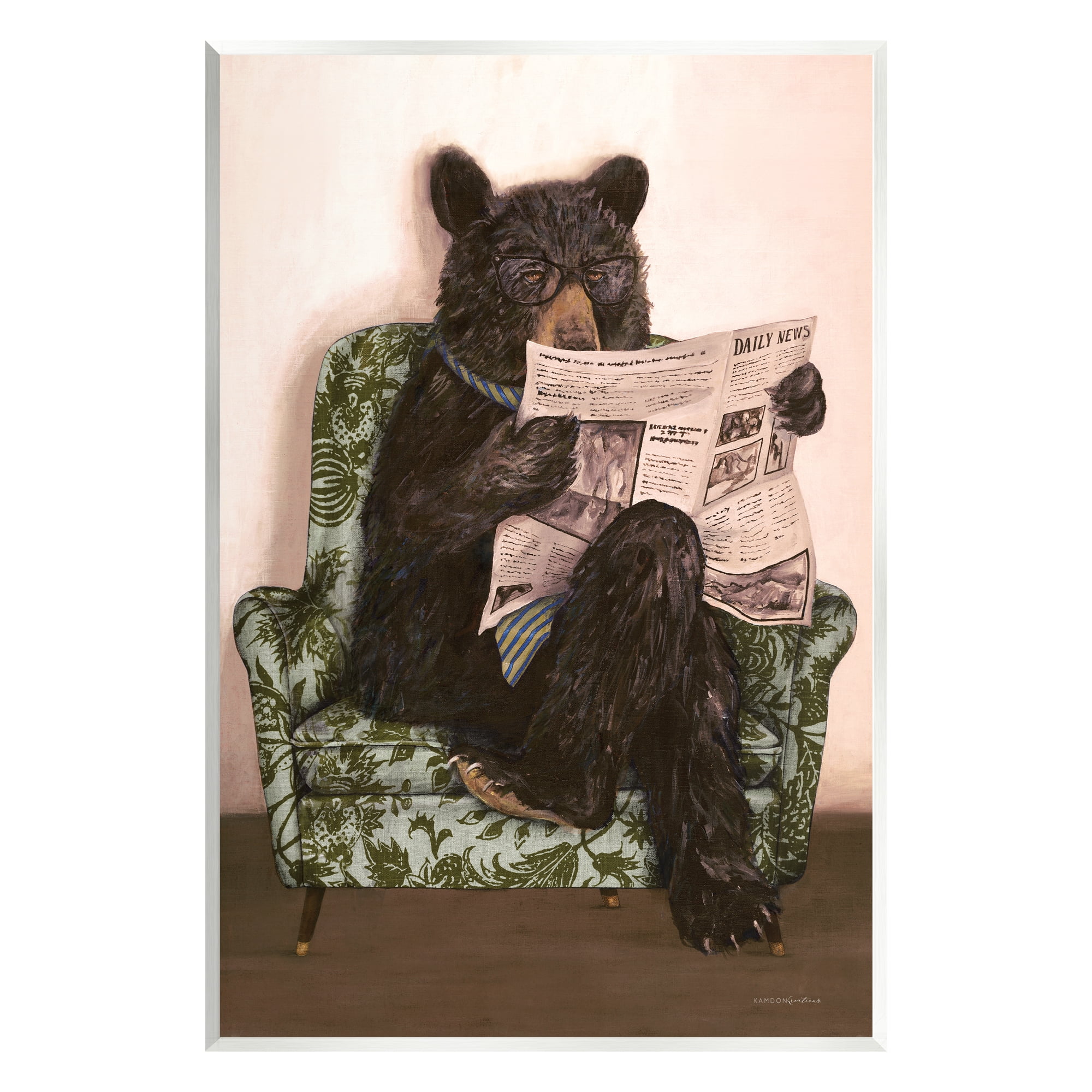 Stupell Industries Bear Reading Newspaper Animals & Insects Painting Unframed Art Print Wall Art, 10 x 15