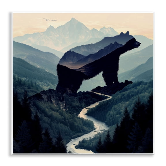 Stupell Industries Bear Rock Silhouette Wall Plaque Art design by Jim Baldwin, 12 x 12