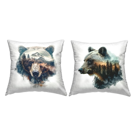 Stupell Industries Bear Silhouettes Forest Decorative Printed Throw Pillow Design by LSR Design Studio.