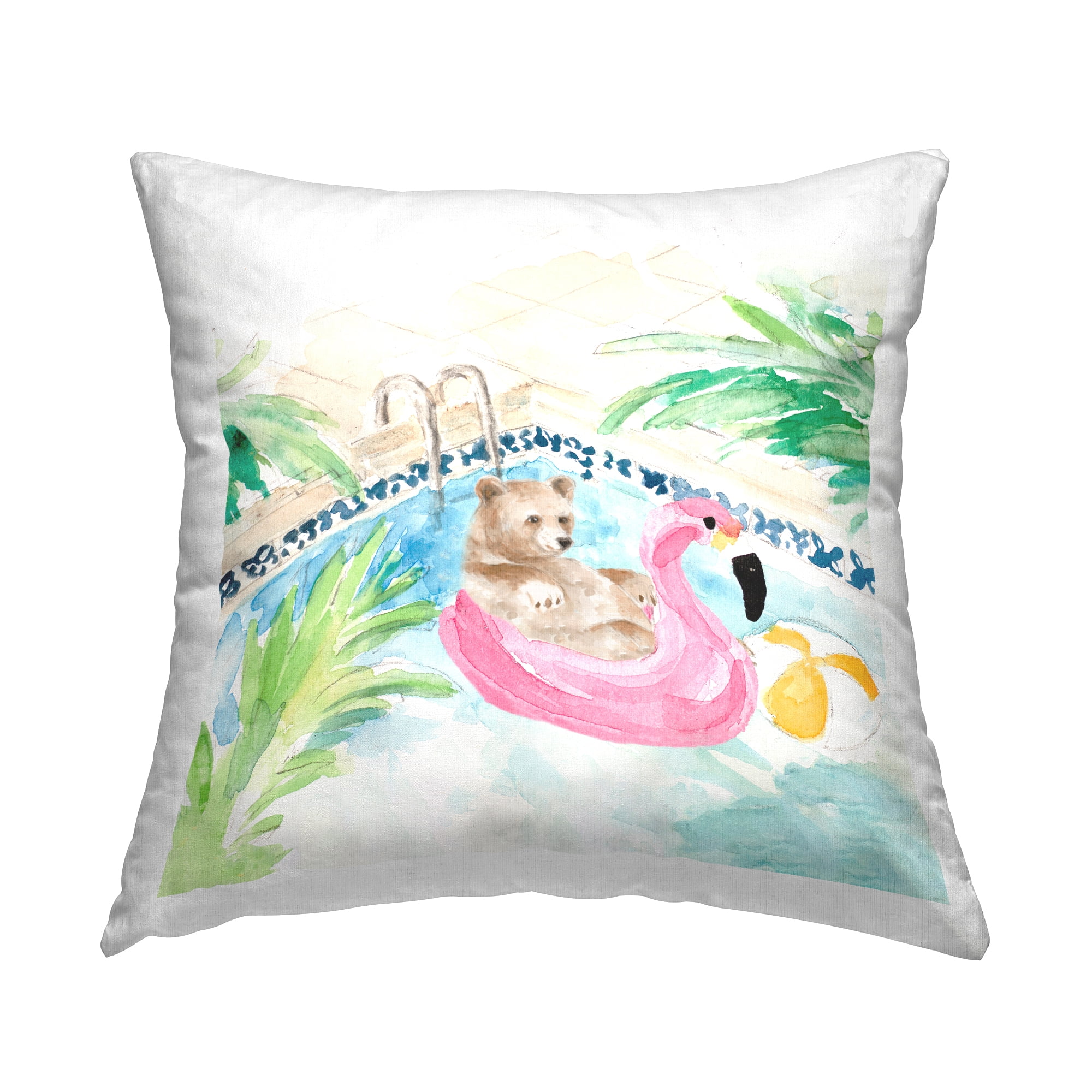 Stupell Industries Bear Swimming Pool Summertime Printed Throw Pillow Design by Lanie Loreth