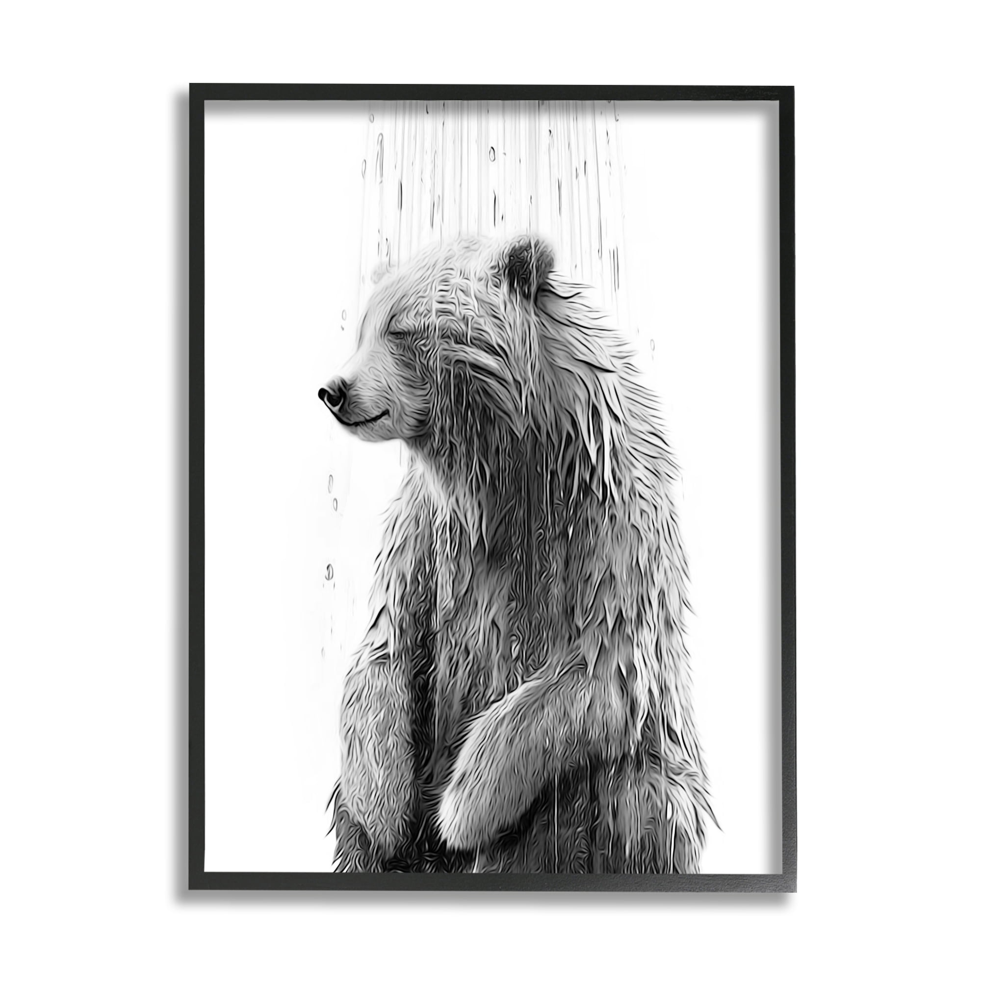 Stupell Industries Bear Water Splash Animals & Insects Painting Black Framed Art Print Wall Art, 16 x 20