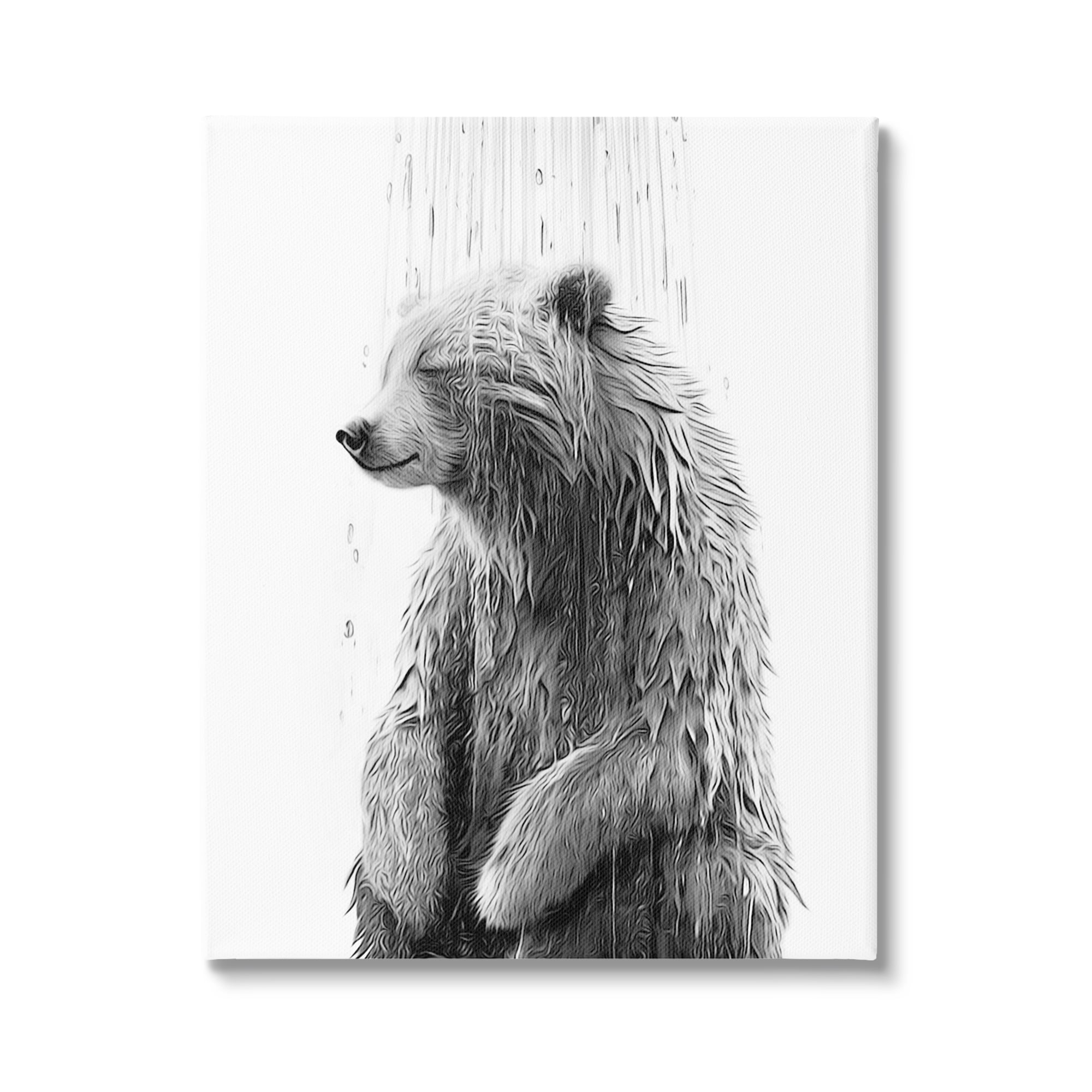 Stupell Industries Bear Water Splash Animals & Insects Painting Gallery Wrapped Canvas Art Print Wall Art, 36 x 48