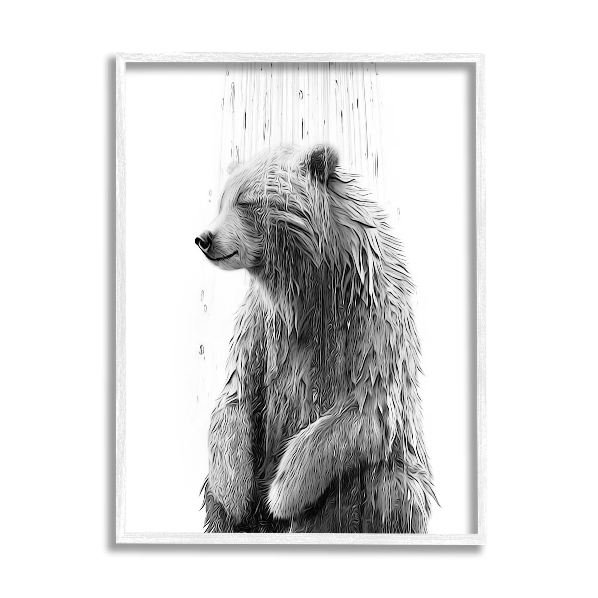 Stupell Industries Bear Water Splash Animals & Insects Painting White Framed Art Print Wall Art, 16 x 20