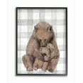 thumbnail image 1 of Stupell Industries Bear and Cub Nursery Illustration Grey Farmer Plaid Framed Wall Art Design by Daphne Polselli, 16" x 20", Black Framed, 1 of 1