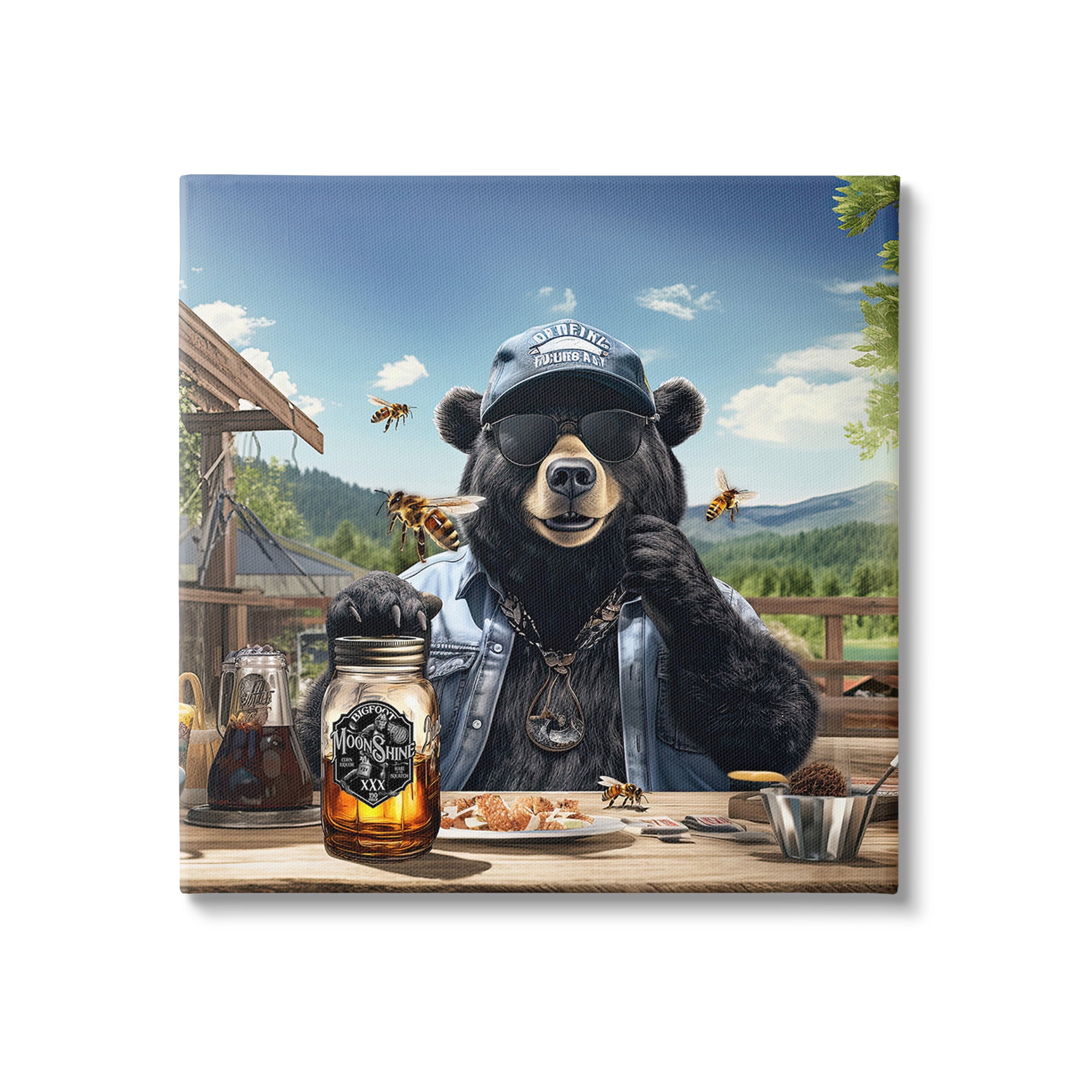 Stupell Industries Bear at Rustic Campsite Animals & Insects Painting Gallery Wrapped Canvas Art Print Wall Art, 30 x 30