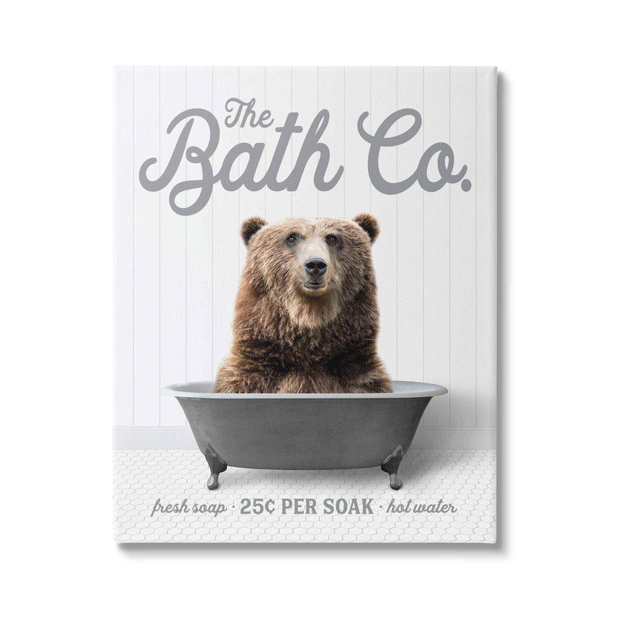 Stupell Industries Bear in Bathtub Animals & Insects Painting Gallery Wrapped Canvas Print Wall Art, 24 x 30